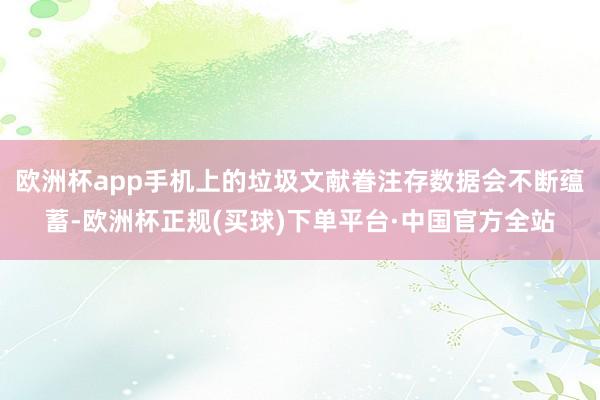 欧洲杯app手机上的垃圾文献眷注存数据会不断蕴蓄-欧洲杯正规(买球)下单平台·中国官方全站