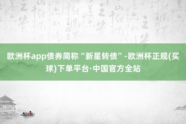 欧洲杯app债券简称“新星转债”-欧洲杯正规(买球)下单平台·中国官方全站