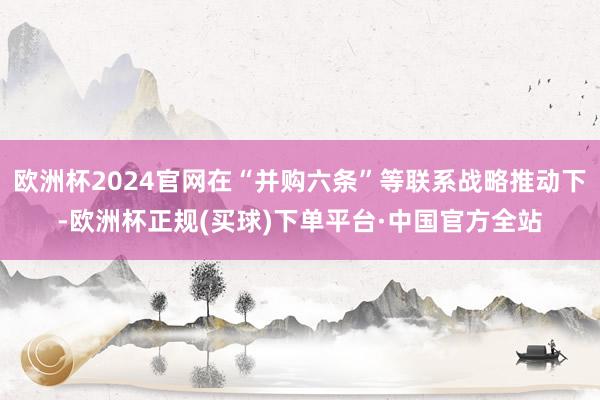 欧洲杯2024官网在“并购六条”等联系战略推动下-欧洲杯正规(买球)下单平台·中国官方全站