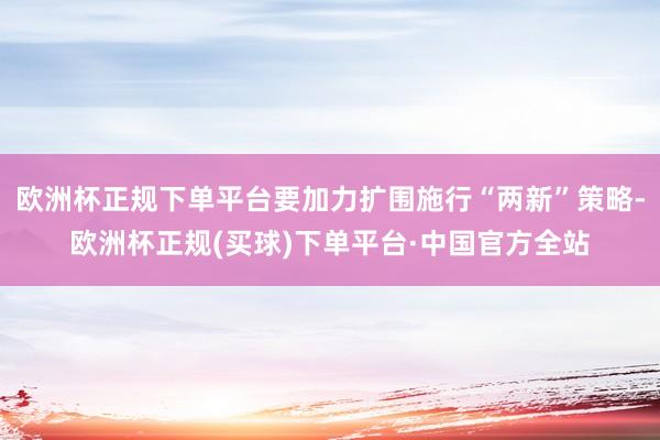 欧洲杯正规下单平台要加力扩围施行“两新”策略-欧洲杯正规(买球)下单平台·中国官方全站